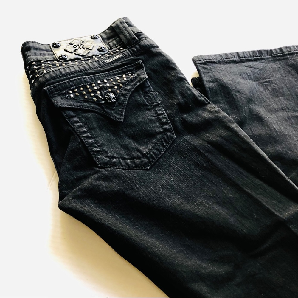 Miss me black jeans.  Size 30 inseam is 35.